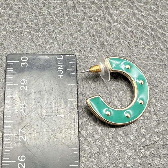 Laundry By Shelli Segal Green Enamel Hoop Earrings - Picture 7 of 7